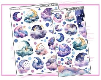 Moons and Clouds Deco | Planner Stickers
