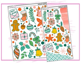 Holly Days Deco Matte or Clear | Planner Stickers