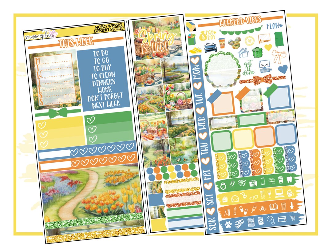 Spring Picnic Hobonichi Weeks | Planner Sticker Kit - Etsy