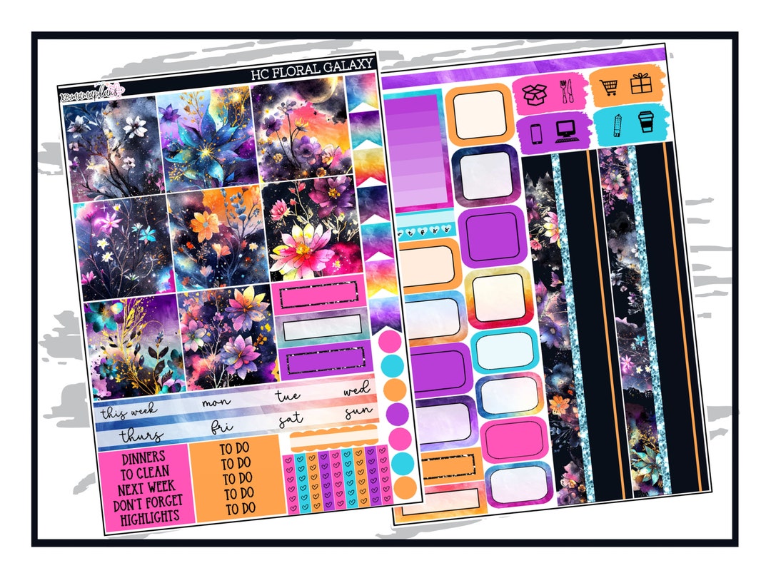 Floral Galaxy Hobonichi Cousin Weekly | Planner Sticker Kit - Etsy