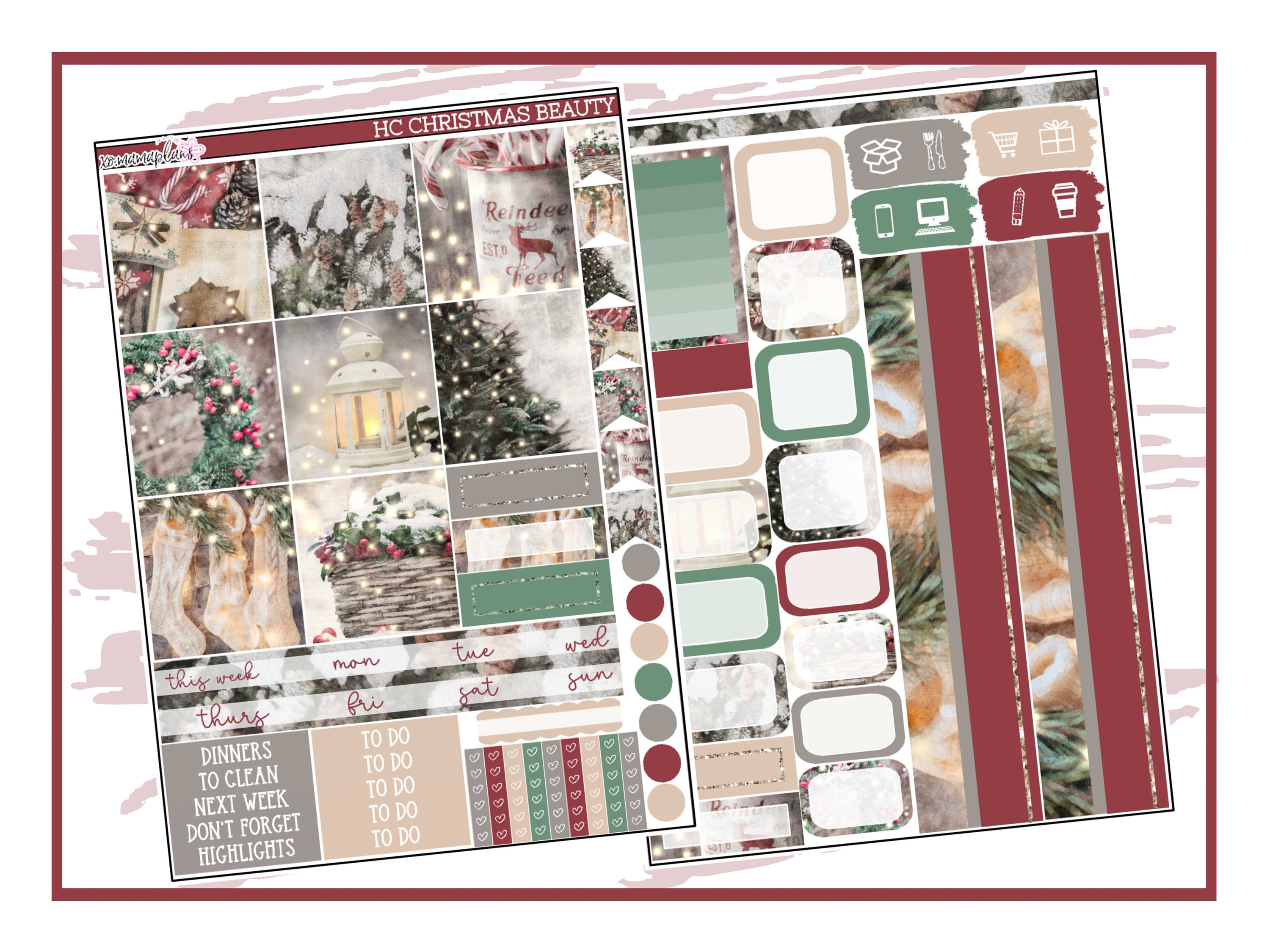Christmas Beauty Hobonichi Cousin Weekly | Planner Sticker Kit - Etsy