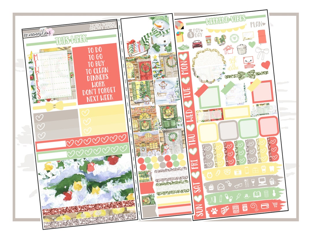 Snowy Town Hobonichi Weeks Planner Sticker Kit - Etsy