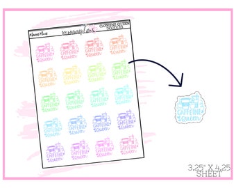 Mamas Minis - Colorful Caffeine Queen Doodle | Planner Stickers