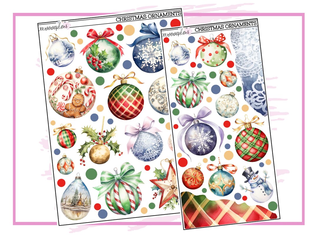 Christmas Ornaments Deco | Planner Stickers - Etsy