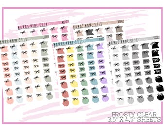002 MNML STIX- Doodle Bow Layering Pieces | Clear Matte Planner Stickers