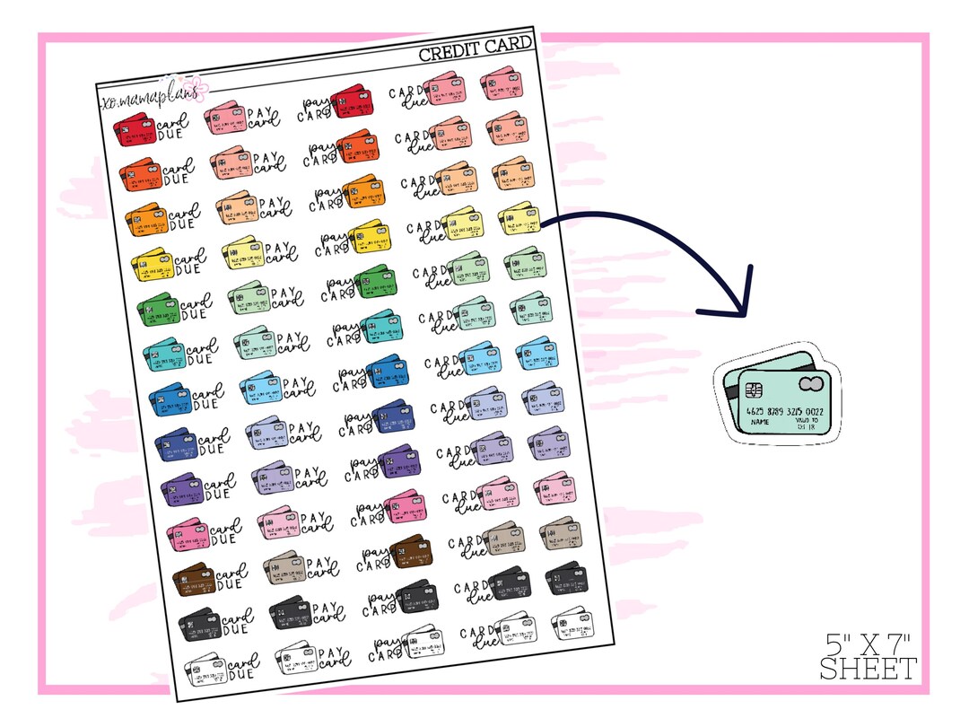 Credit Card Due | Planner Stickers - Etsy