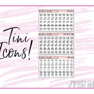 MNML STIX- &quot;Tini&quot; Icons 9 | Clear Matte Planner Stickers