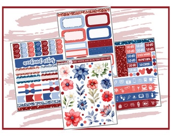 Red White and Blue "Tini" Deco Kit | Planner Sticker Kit