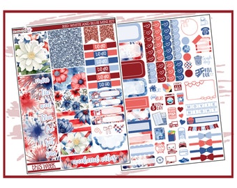 Red White and Blue Mini Kit | Planner Sticker Kit