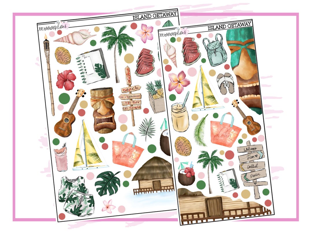 Island Getaway Deco | Planner Stickers - Etsy