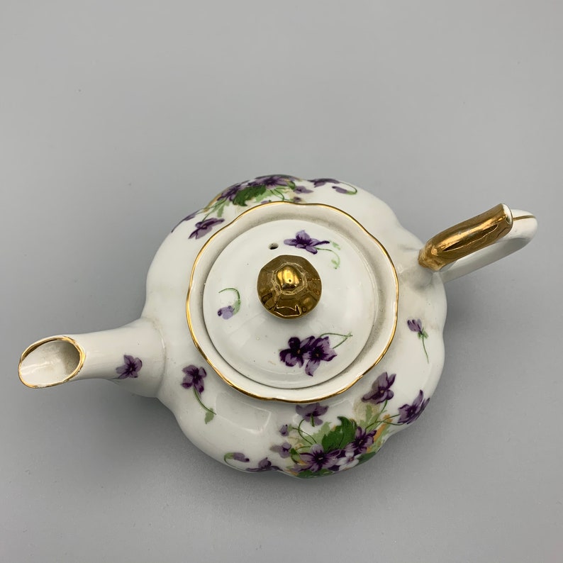 Vintage Norcrest Fine China Sweet Violets Teapot With Lid Teacup and