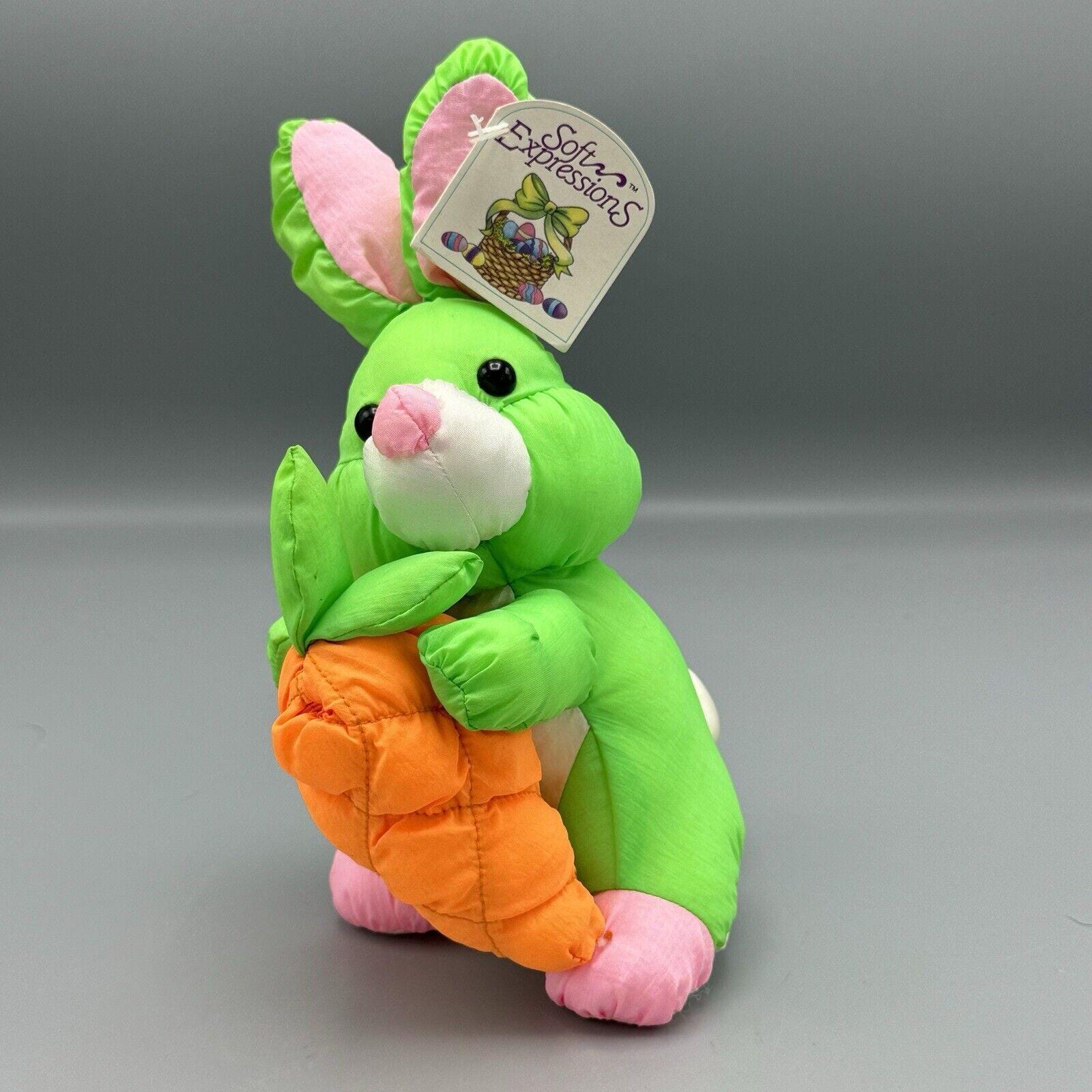Dandee Soft Expressions Green Rabbit Plush Parachute Fabric Orange