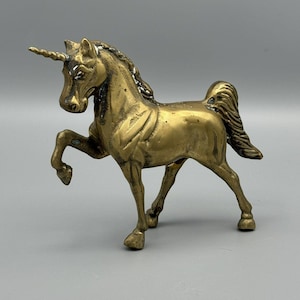 Vintage aus massivem Messing Einhorn mystische Kreatur Figur Statue Fantasy Tänzelnde