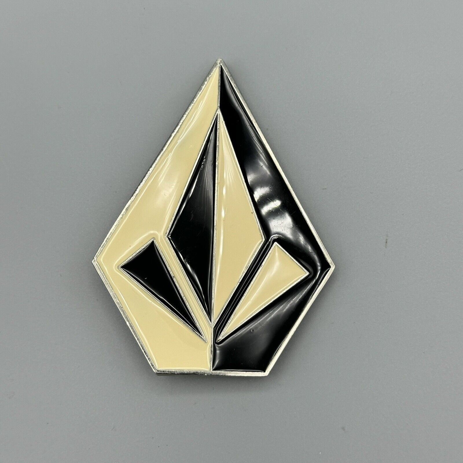 Volcom Logo Cut Out Black & White Belt Buckle Vintage Logo