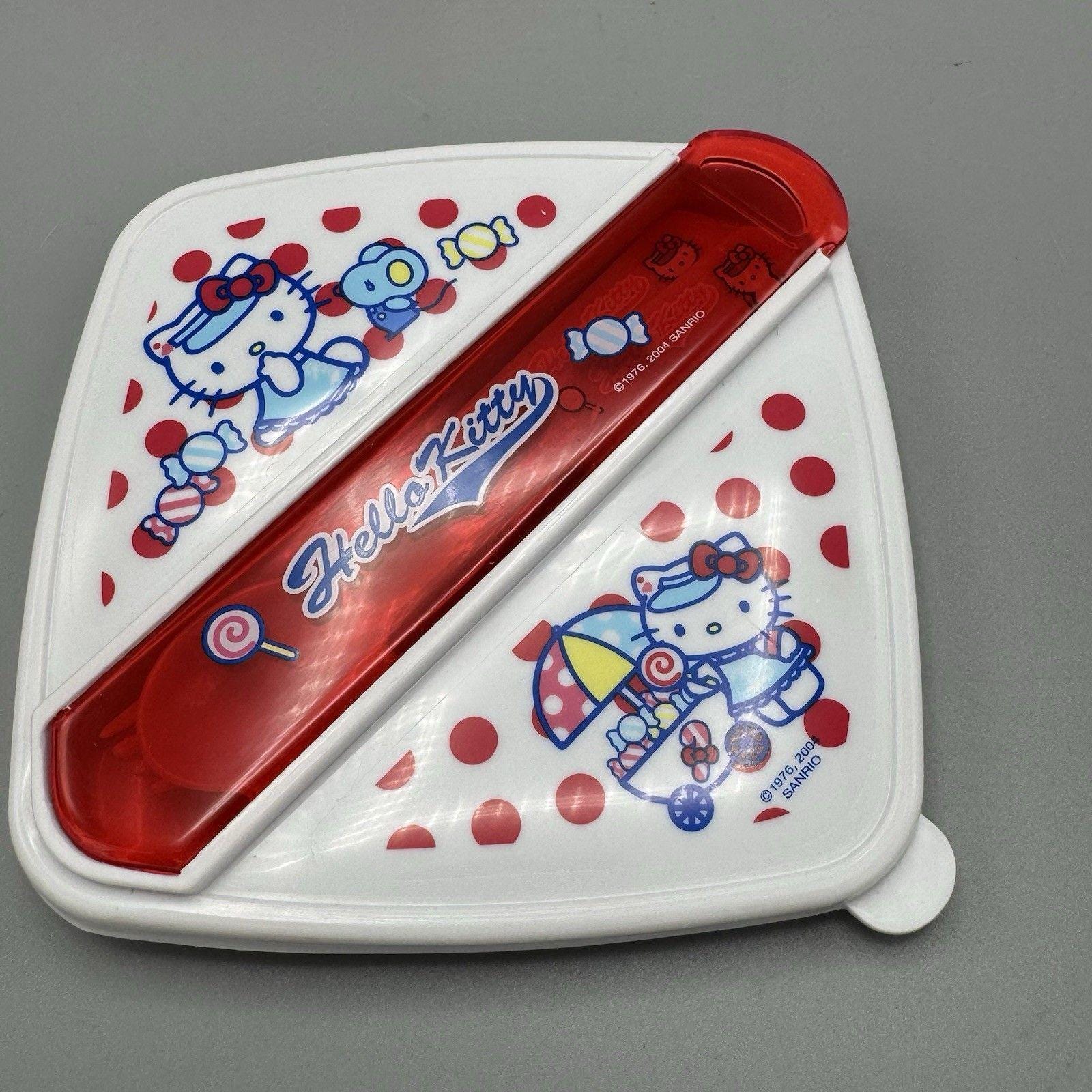 2004 Sanrio Hello Kitty Plastic Bento Lunch Box Container Fork