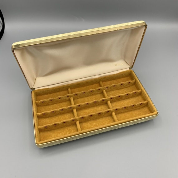 Vintage Mele Earring Jewelry Hard Travel Case Cream Rose Design