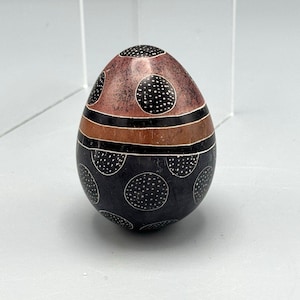 Kenya Egg Hand Carved Painted Etched Soapstone Designs Home Accent Decor
