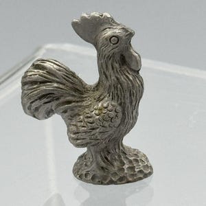 Vtg Spoontiques Pewter Miniature Rooster Figurine P43 Farmcore Fairy Garden 1&quot;