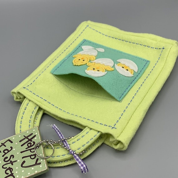 Embroidered Felt Easter Bag Tote Easter Chicks an… - image 8