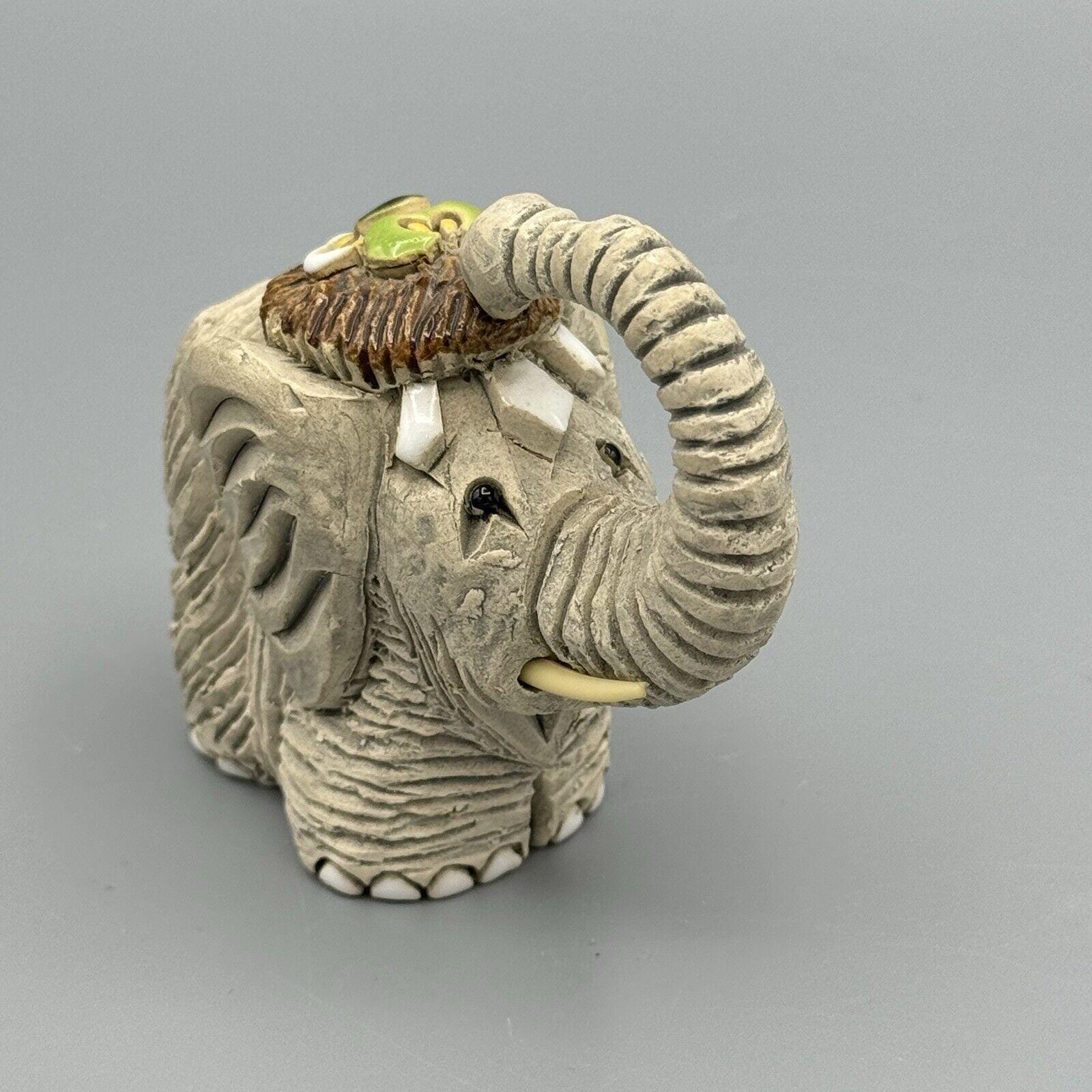 Vtg Artesania Rinconada Elephant Raised Trunk Figurine Signed