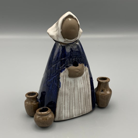ヴィンテージ JIE Pottery スウェーデン製 ブルーセラミック 女性像 3
