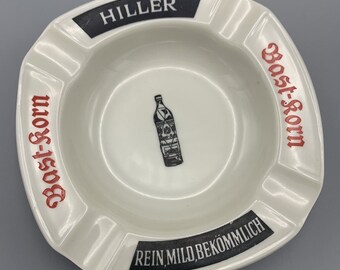 Vintage German Advertising Hiller Wine Alcohol Cigar Cigarette Ceramic Ashtray