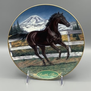 Danbury Mint Racehorse Seattle Slew Champion Thoroughbreds Plate Susie Morton