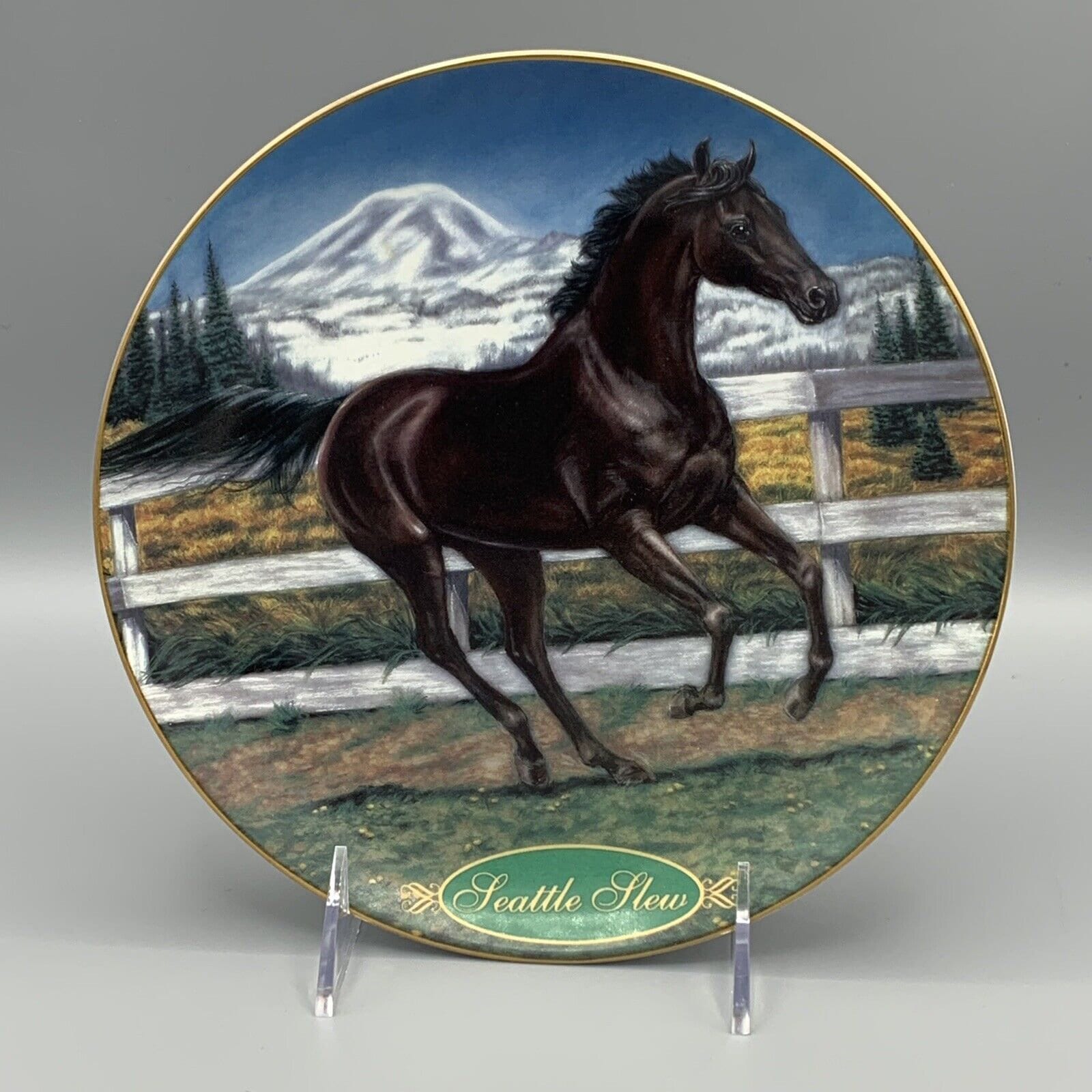 Danbury Mint Racehorse Seattle Slew Champion Thoroughbreds Plate