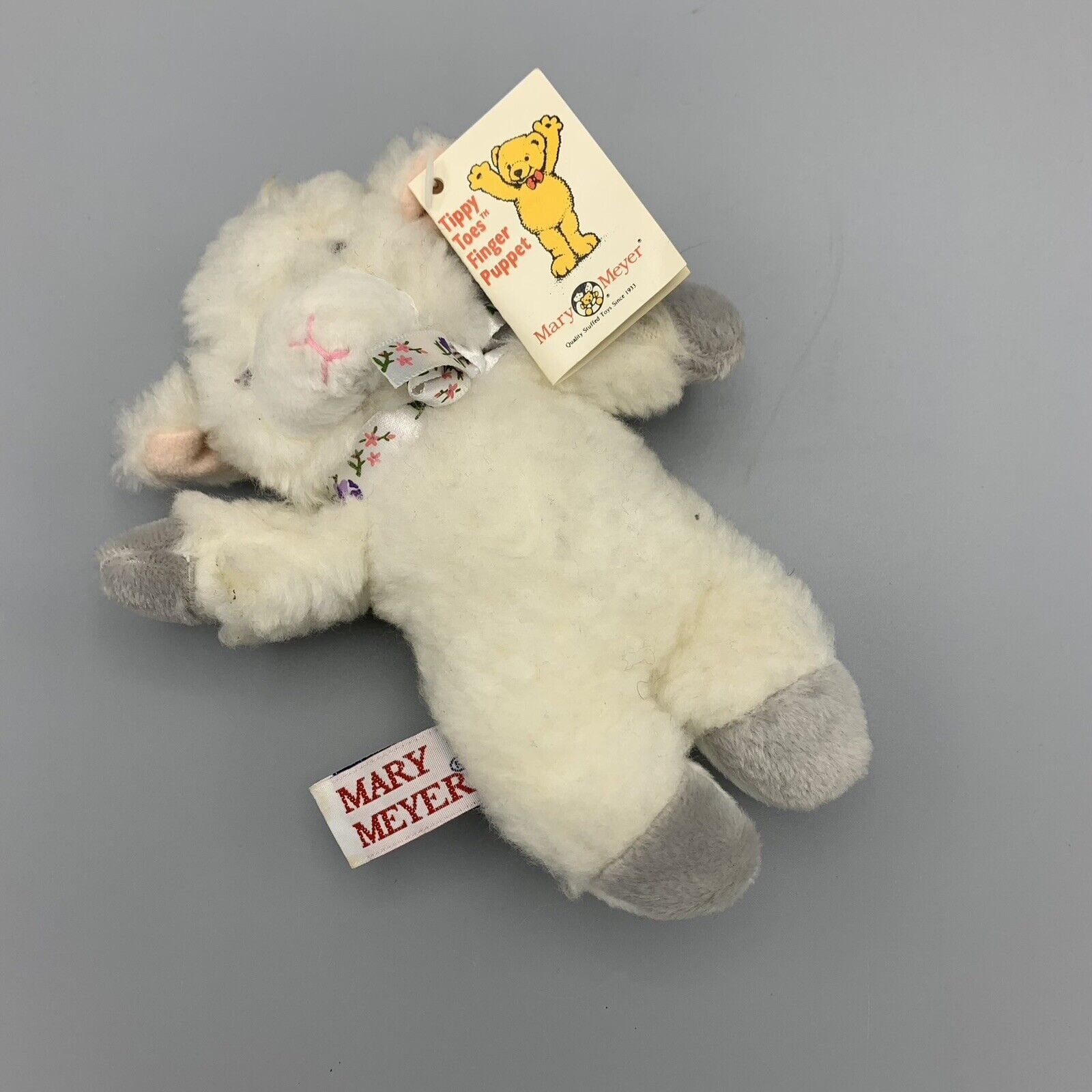 Vtg Mary Meyer Tippy Toes Finger Puppet White Lamb 7 Plush Stuffed