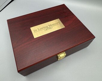 Vtg In Loving Memory Wood Keepsake Trinket Photo Memorial Box Home Accent Decor