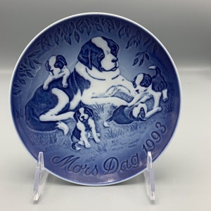 1993 Bing and Grondahl Mother&#39;s Day Plate St. Bernard Dog with Puppies Ltd Ed