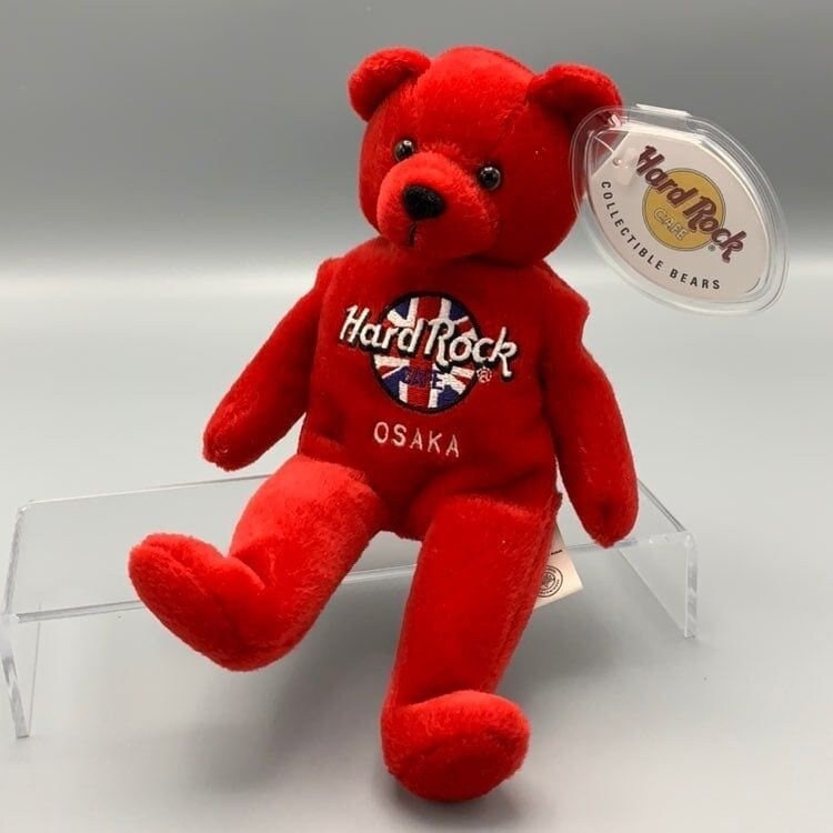 Hard Rock Cafe Osaka Plush Red Beanie Bear Rita Beara Stuffed Animal Teddy Bear