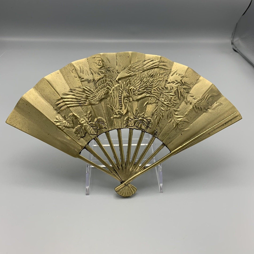 ヴィンテージ 真鍮製 東洋風 扇子 鳳凰龍 壁飾り MCM アジアン - Etsy 日本