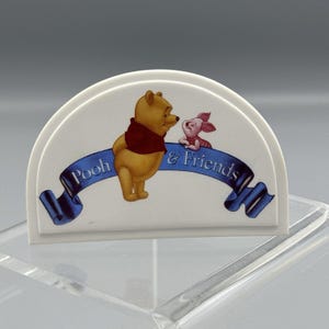 Vtg Disney Pooh and Friends Logo Sign Winnie the Pooh Piglet Figurine Plaque