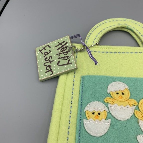 Embroidered Felt Easter Bag Tote Easter Chicks an… - image 2