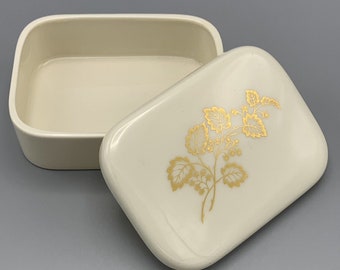 VTG Celeste Lenox Sigarettendoos Trinket Suiker Sieradendoos Deksel Bladgouden en knoppen