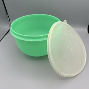 Vtg Tupperware Jade Green Lettuce Keeper 1424-2 Flat Clear Lid 229-6 NO Crisper
