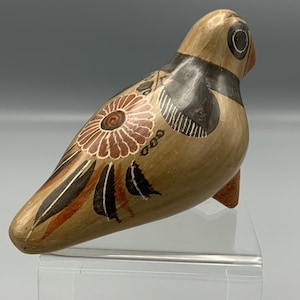 Vtg Tonala Footed Dove Figurine Mexican Clay Pottery Hand Painted Folk Art Bird