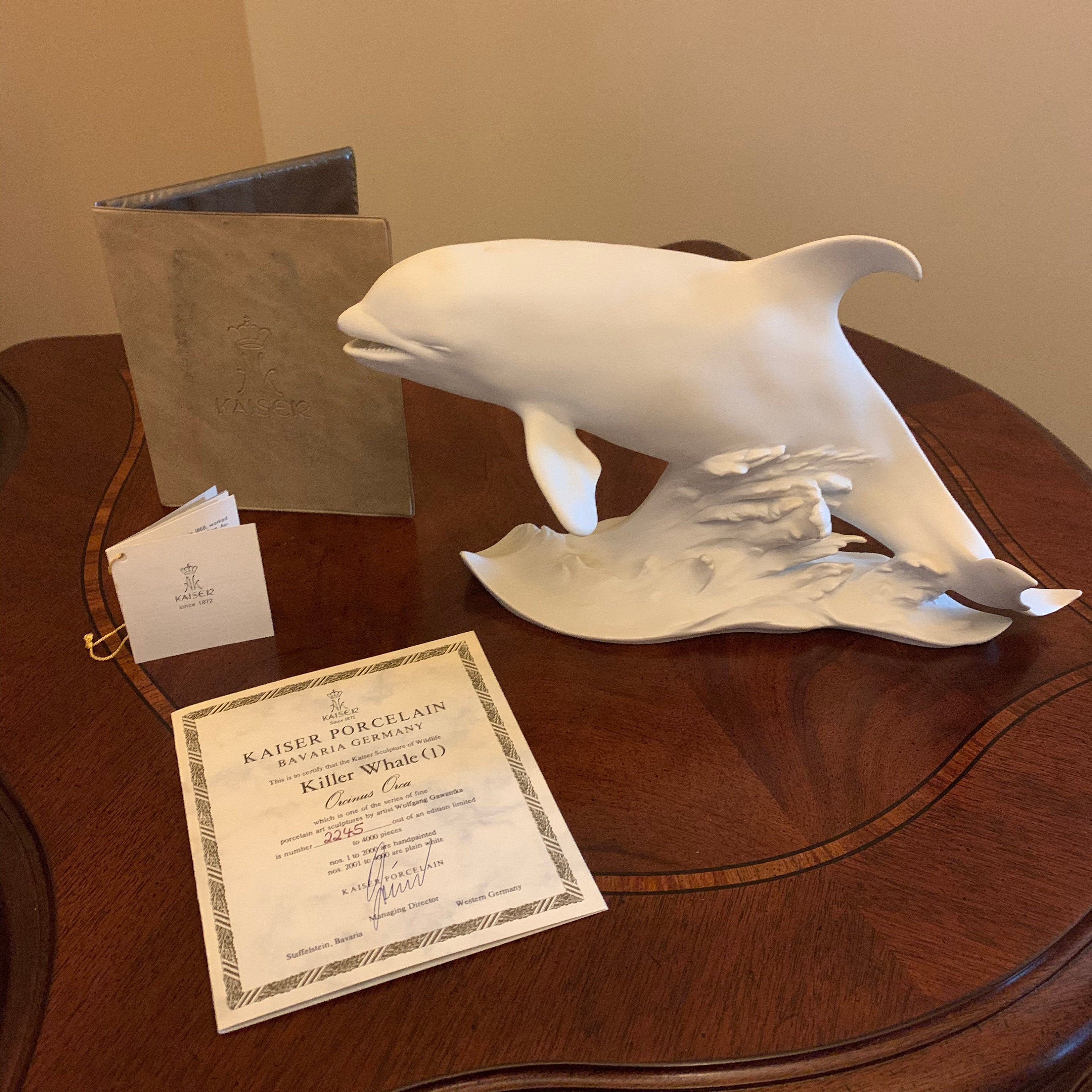 Beautiful White Kaiser Bisque Porcelain Killer Whale 