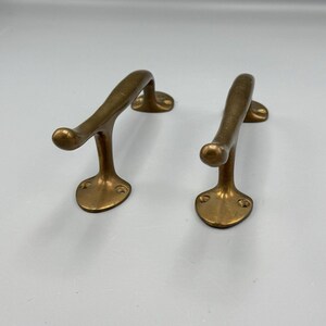 Vtg Pair Antique Brass Bronze Pull Door Handles Heavy Old World Art Deco 8 inch image 5