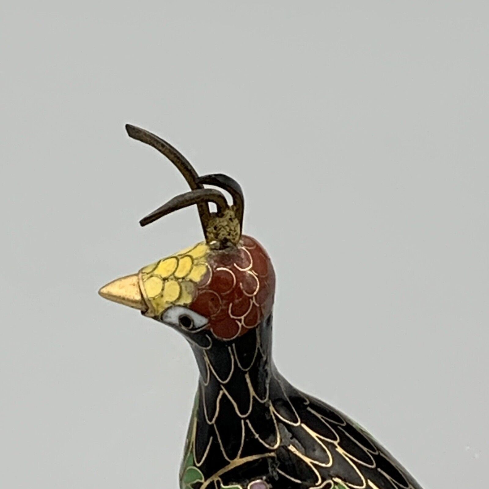 Vtg Cloisonne Enamel Long Tail Peacock Figurine Standing Vtg Cloisonne Enamel Long Tail Peacock Figurine Standing