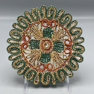 Vtg Woven Wicker Rattan Raffia Trivet Hot Pad Floral Boho Round Kitschy 7&quot;