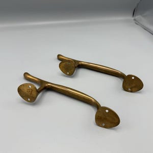 Vtg Pair Antique Brass Bronze Pull Door Handles Heavy Old World Art Deco 8 inch image 6
