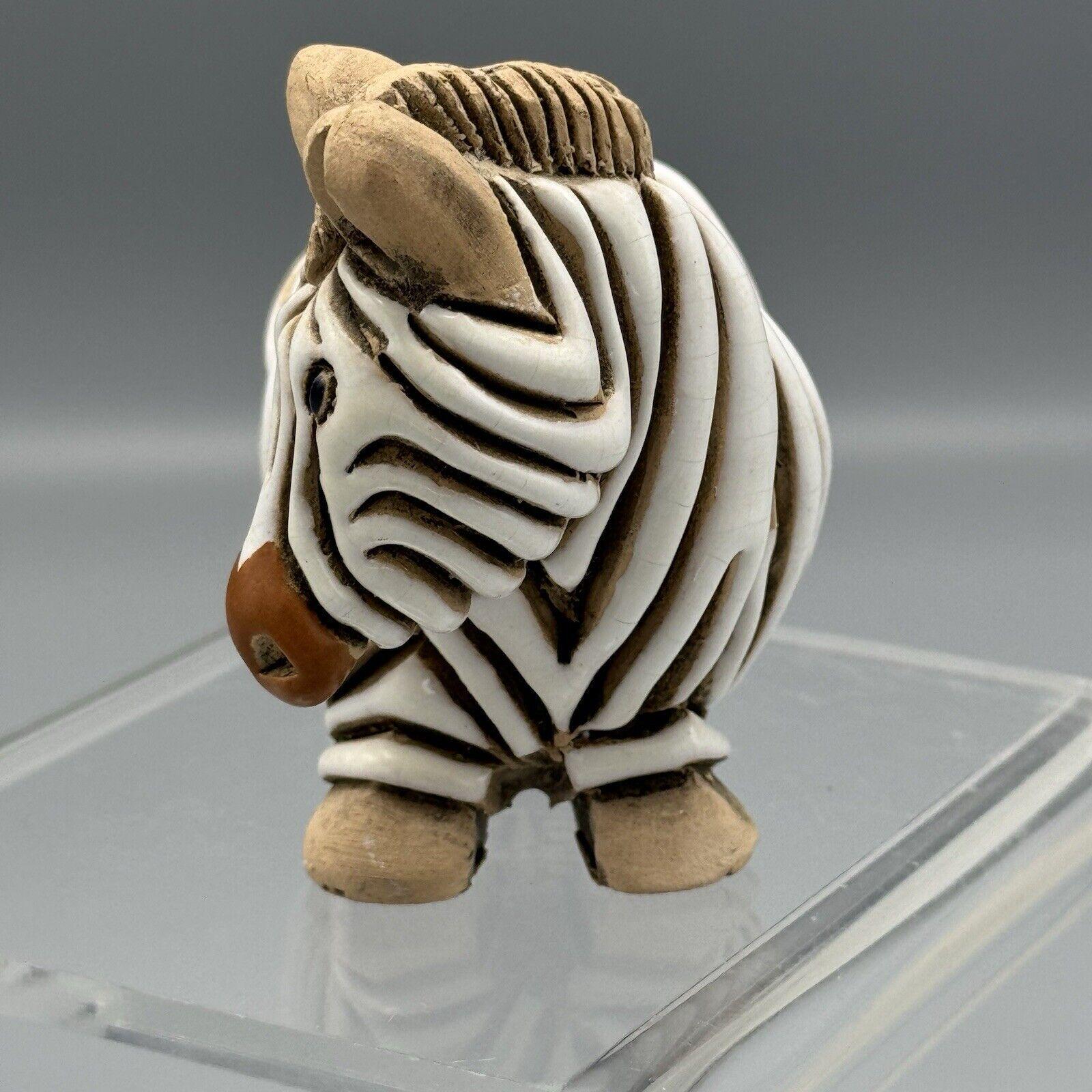 Vtg Artesania Rinconada Zebra Figurine Signed Uruguay Glazed