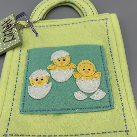 Embroidered Felt Easter Bag Tote Easter Chicks an… - image 3
