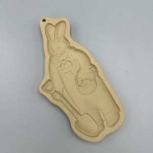 VTG Braun Tasche Cookie Art Mould Peter Rabbit Gartenarbeit Hill Design Ostern 1992