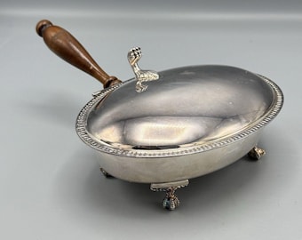 Antique Silver plated Square Crumb Catcher Silent Butler Ash Tray 