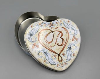 Brighton Heart Shaped Tin Trinket Jewelry Box Empty Love Romance 5.5"