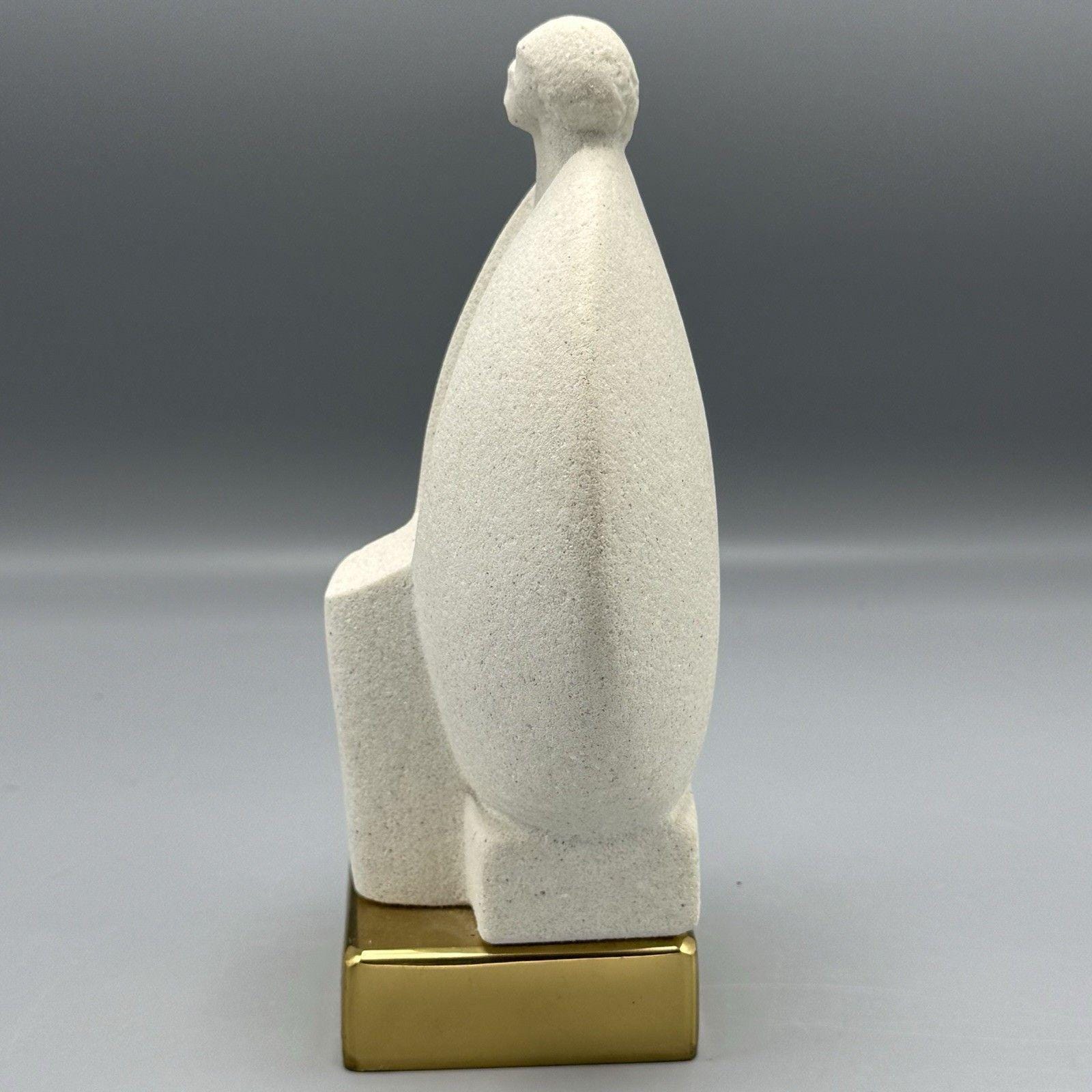 Marbell by Stone Art Belgium Brass Base Statue Modernist Couple