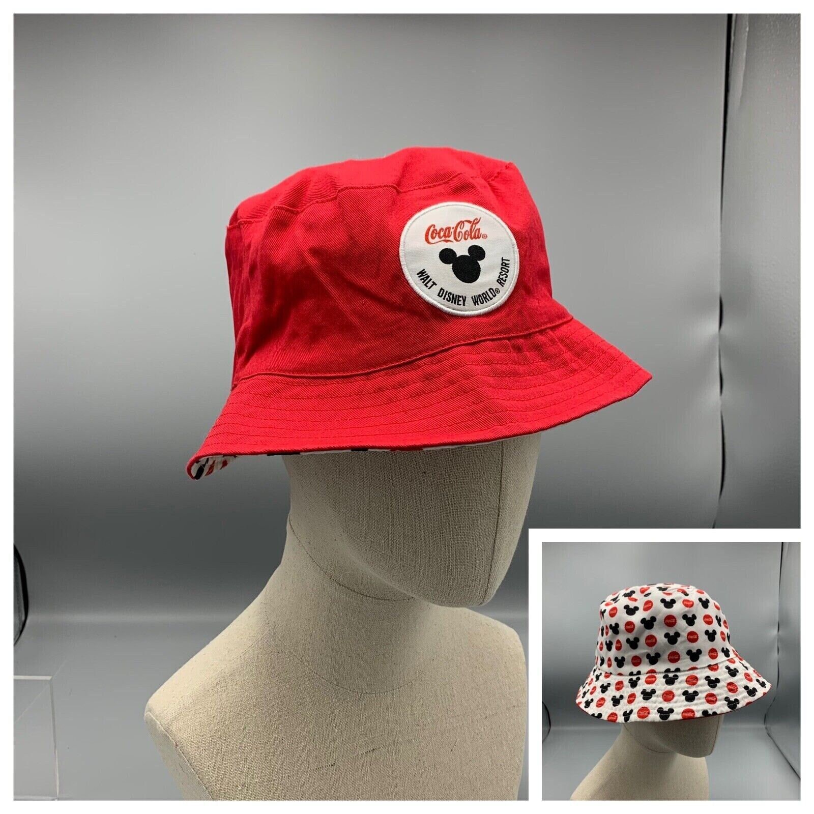 Walt Disney World Resort Coca Cola Reversible Bucket Sun Hat 